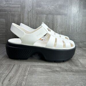 CROCS Stomp Fisherman Women's size 11 Ivory Platform Sandals